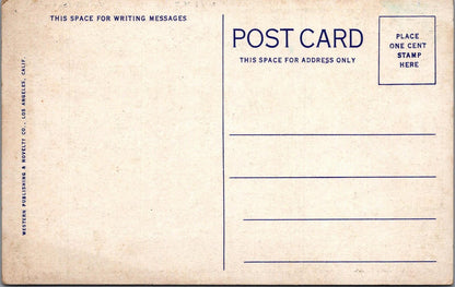 California Postcard: Boating in Westlake Park Los Angeles 1930's Linen XT2843