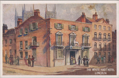 Lincolnshire Postcard: The White Hart Hotel Lincoln Art Donald Urquhart XT2849