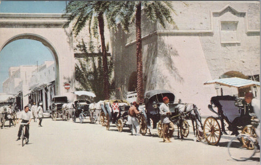 Libya Postcard: Carriages Old Town Tripoli BOAC Airline 1950s Chrome XT2851