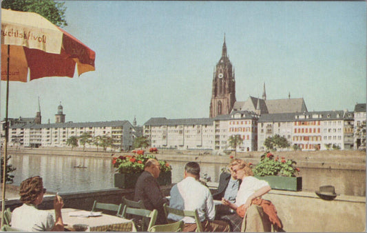 Germany Postcard: Frankfurt River Main 14th Century Cathedral BOAC 1950s  XT2852