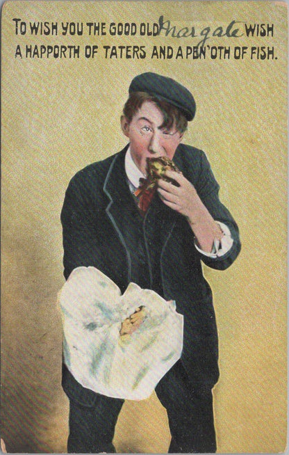 Comic Postcard: Margate Wish Happorth Taters Penoth Fish & Chips 1908 - XT2862