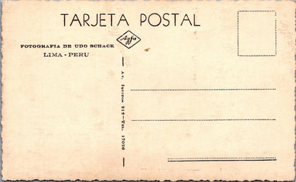 Peru Postcard: Lima San Francisco Basilica Fountain Plaza 1950s RPPC XT2866