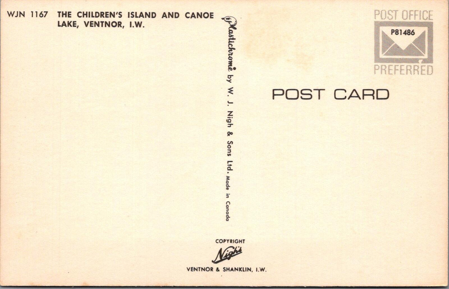 Isle of Wight Postcard: Childrens Island Canoe Lake Ventnor Nigh 1970s  XT2867