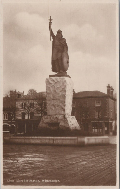 Hampshire Postcard: King Alfreds Statue Winchester Monument 1930s RPPC XT2874