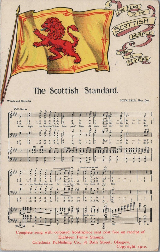 Scotland Postcard: The Scottish Standard Sheet Music Lion Rampant Flag  XT2875