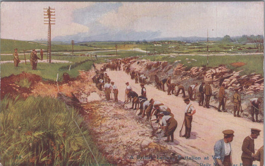 France Postcard: British Labour Battalion WWI Road Making Daily Mail XT2876