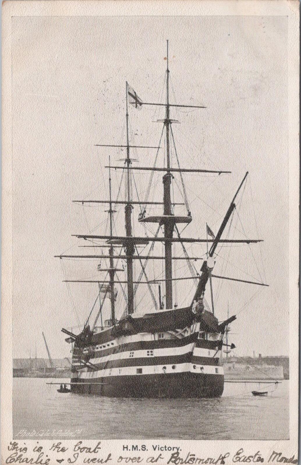 Naval Postcard: Nelson's HMS Victory Royal Navy Ship Portsmouth 1908 - XT2877