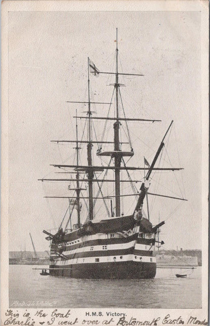 Naval Postcard: Nelson's HMS Victory Royal Navy Ship Portsmouth 1908 - XT2877