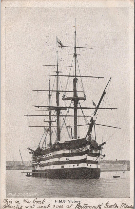 Naval Postcard: Nelson's HMS Victory Royal Navy Ship Portsmouth 1908 - XT2877