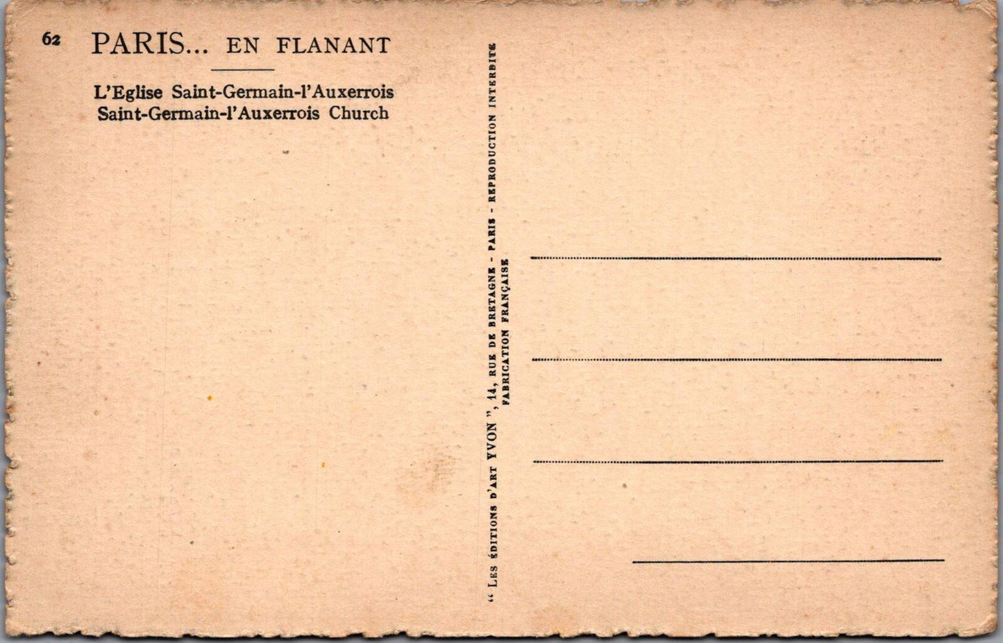 France Postcard: Eglise Saint Germain l Auxerrois Paris Yvon 1920s XT2882