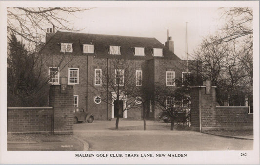Surrey Postcard: Malden Golf Club Traps Lane New Malden Clubhouse RPPC XT2885
