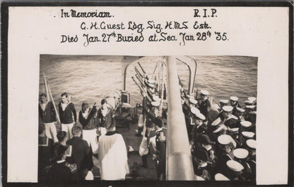 Naval Postcard: HMS Esk Burial At Sea In Memoriam G H Guest 1935 Navy XT2896