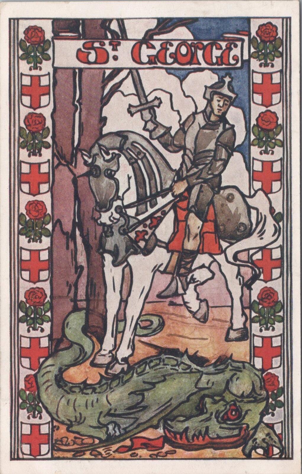 England Postcard: St George And Dragon Patriotic Patron Saint 1910s Litho XT2897