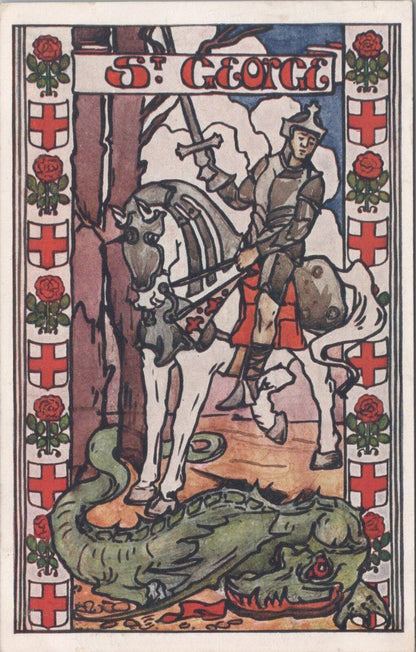 England Postcard: St George And Dragon Patriotic Patron Saint 1910s Litho XT2897