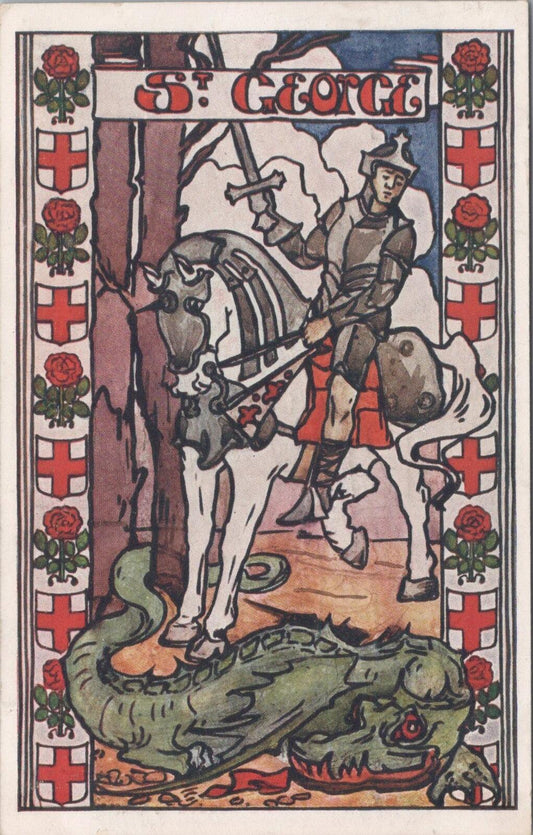 England Postcard: St George And Dragon Patriotic Patron Saint 1910s Litho XT2897