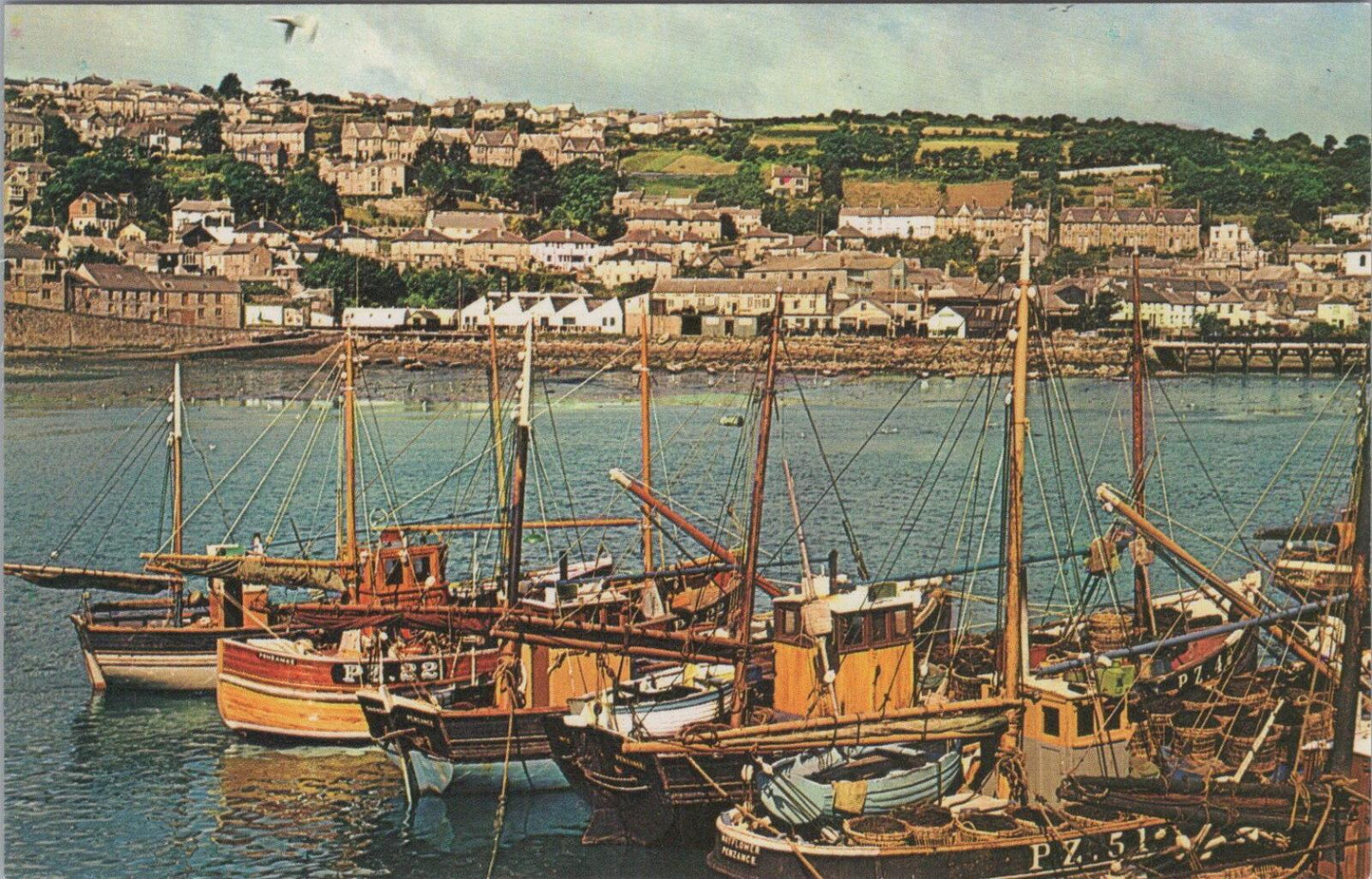 Cornwall Postcard: Newlyn Harbour Fishing Port Penzance Coast View 1960s XT2899