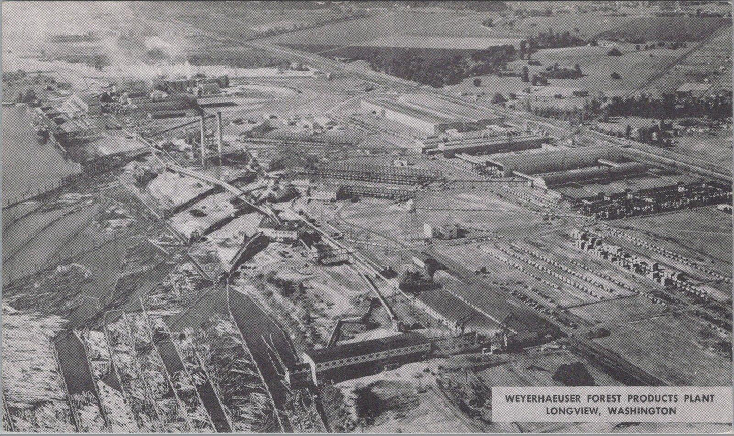 Washington Postcard: Longview Weyerhaeuser Forest Products Plant Aerial XT2900
