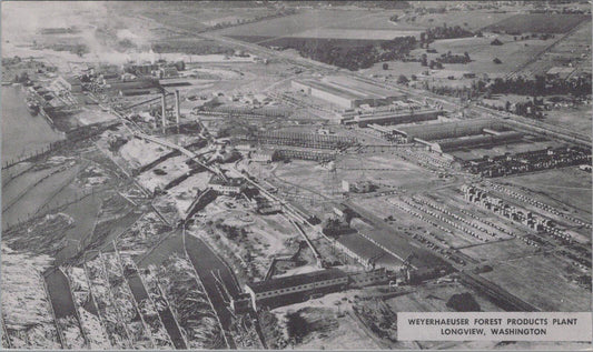 Washington Postcard: Longview Weyerhaeuser Forest Products Plant Aerial XT2900