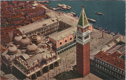 Italy Postcard: Venice Piazza San Marco Aerial View Panorama 1950s XT2909