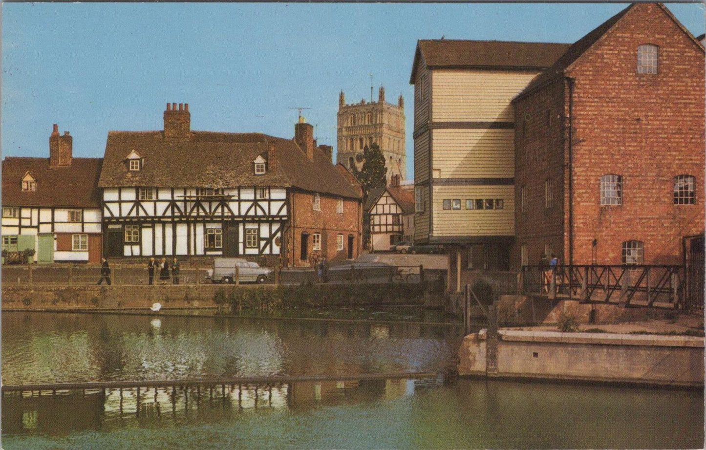 Gloucestershire Postcard:Tewkesbury Abel Fletchers Mill River Severn 1960sXT2910