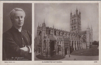 Gloucestershire Postcard: Dr. Gibson Bishop of Gloucester & Cathedral  XT1398