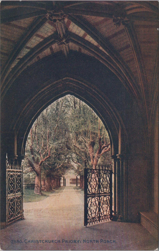Dorset Postcard: Christchurch Priory, North Porch, Gothic Archway  XT1407