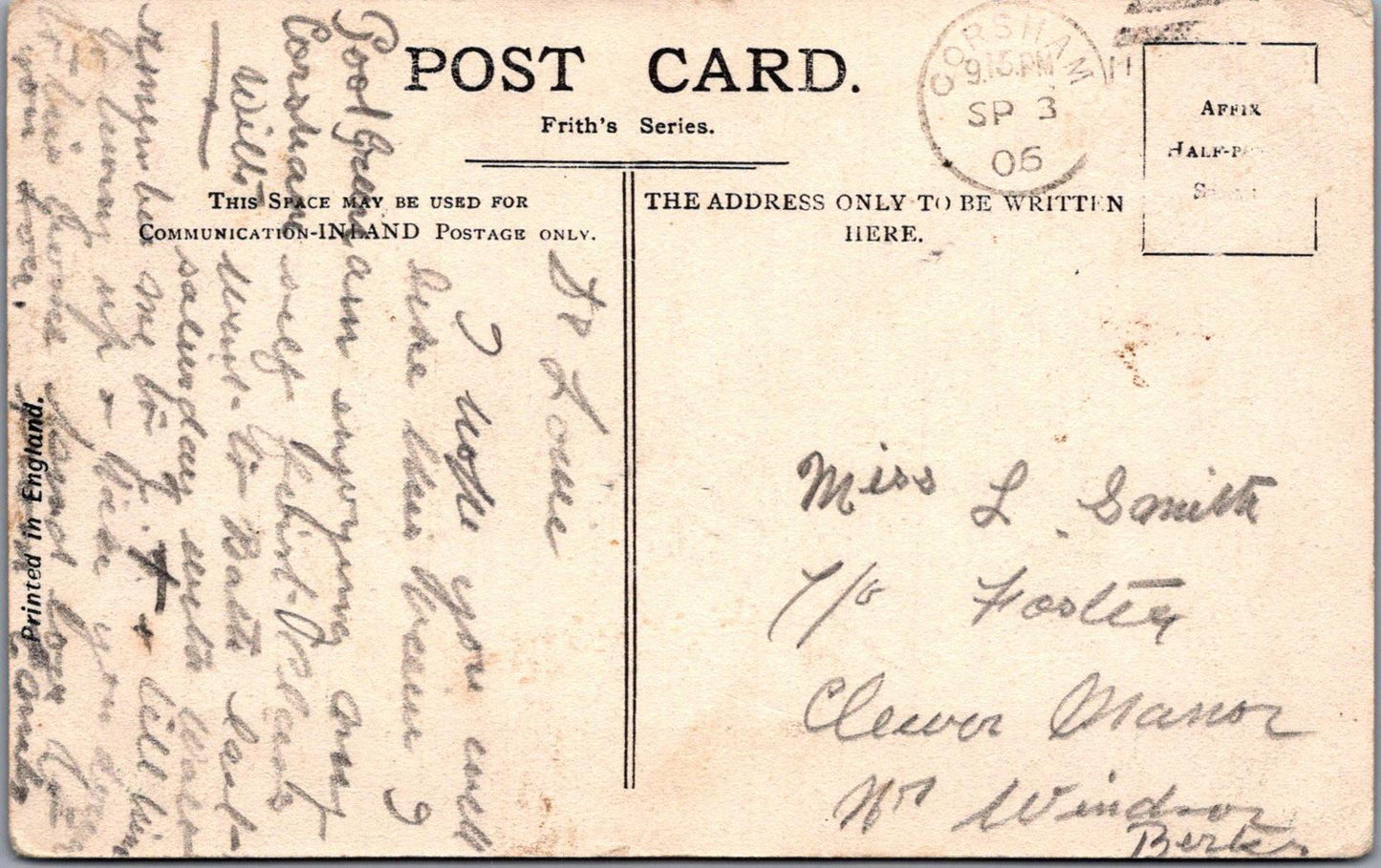 Wiltshire Postcard: Corsham, Hartham Park, Pond & Manor View