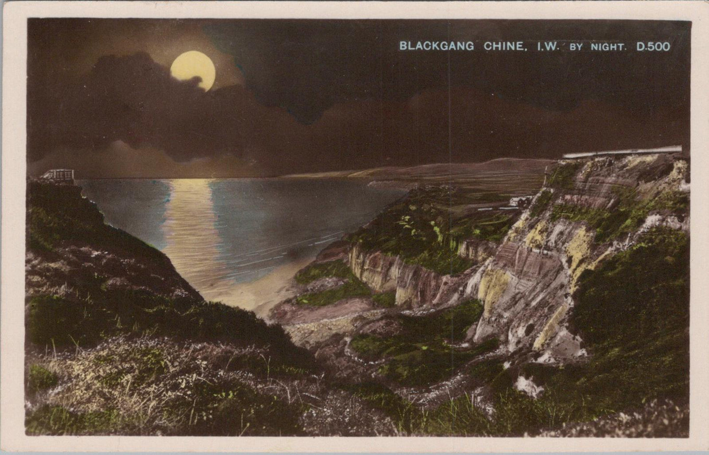 Isle of Wight Postcard: Blackgang Chine By Night, Moonlight View XT1434