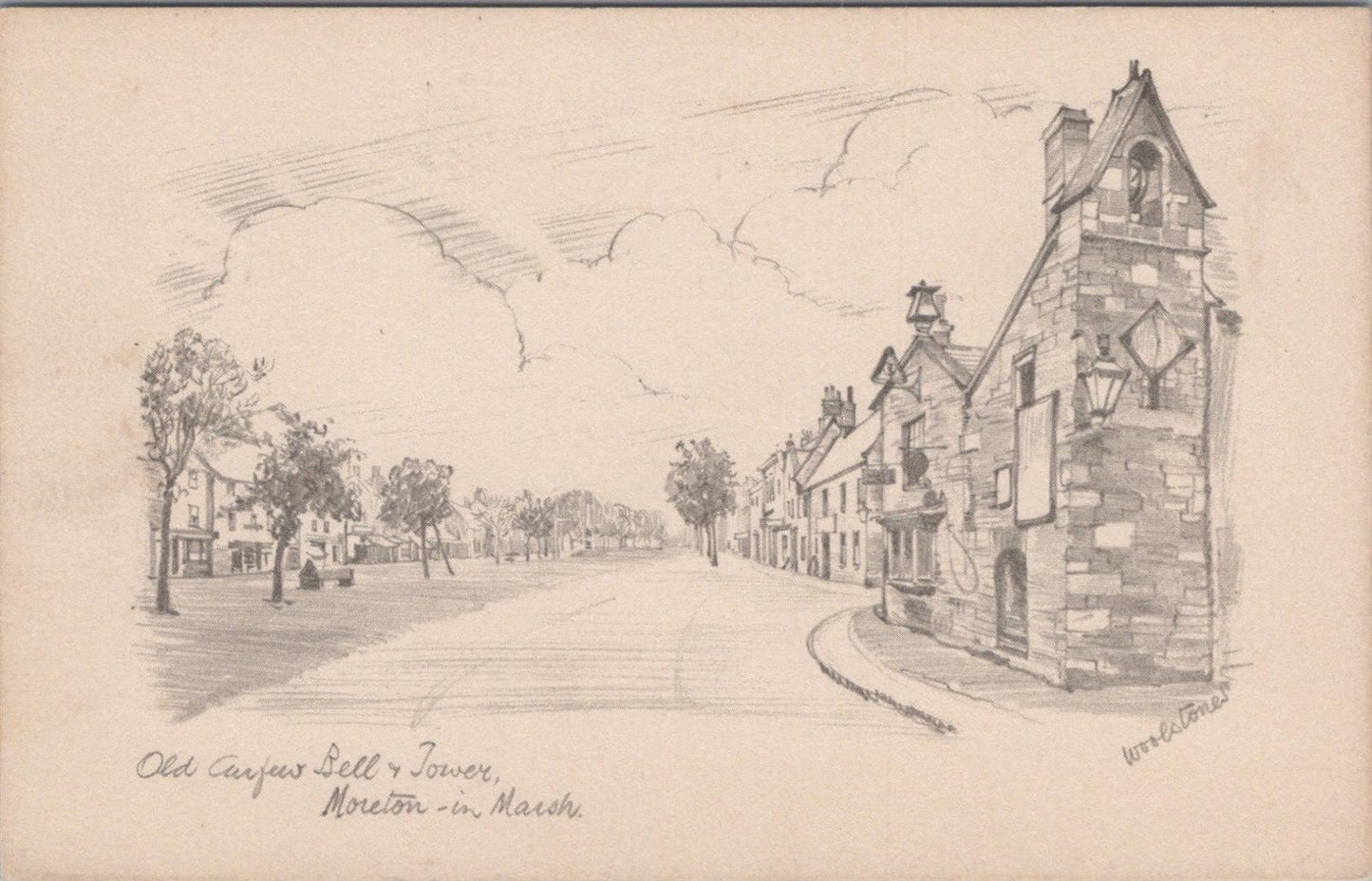 Gloucestershire Postcard: Old Curfew Bell & Tower,Moreton-in-Marsh,Sketch XT1443