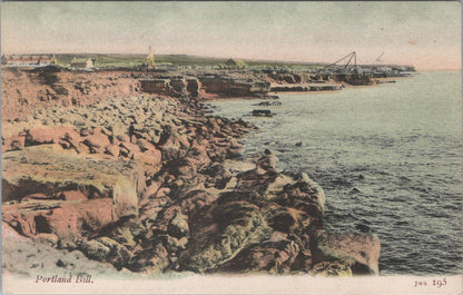 Dorset Postcard: Portland Bill Coastal View with Crane and Lighthouse XT1918