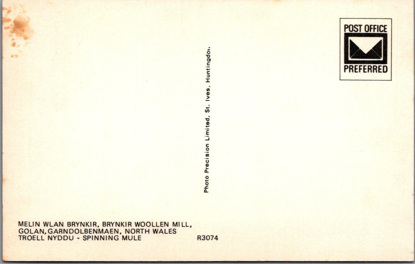 Wales Postcard: Spinning Mule, Melin Wlan Brynkir Dirwyn, Caernarvonshire XT1926