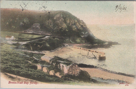 Jersey Postcard: Bonne Nuit Bay, Channel Islands, Posted in 1906 - XT1929