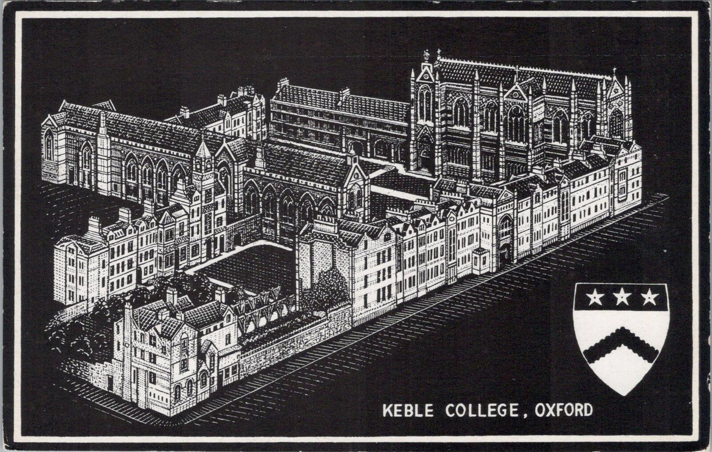 Oxfordshire Postcard: Aerial-Style Illustration of Keble College, Oxford  XT1937