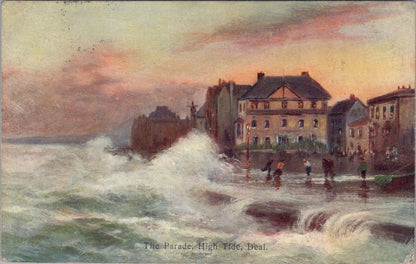 Kent Postcard: Artist View of The Parade, High Tide, Deal  XT1942