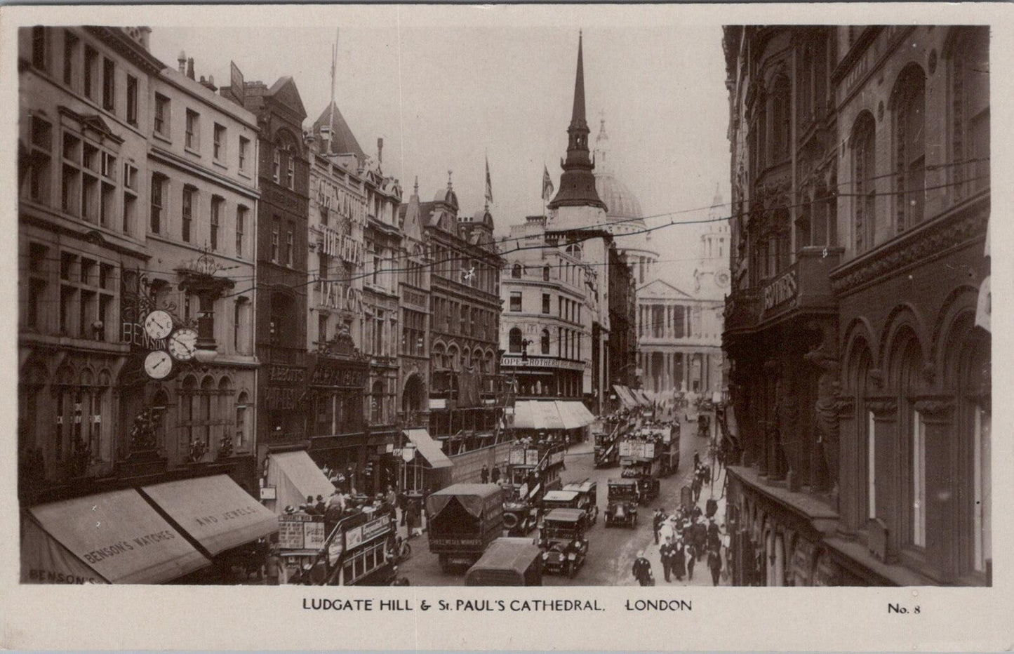 London Postcard: Ludgate Hill and St. Paul's Cathedral,Street Scene,1920s XT1955