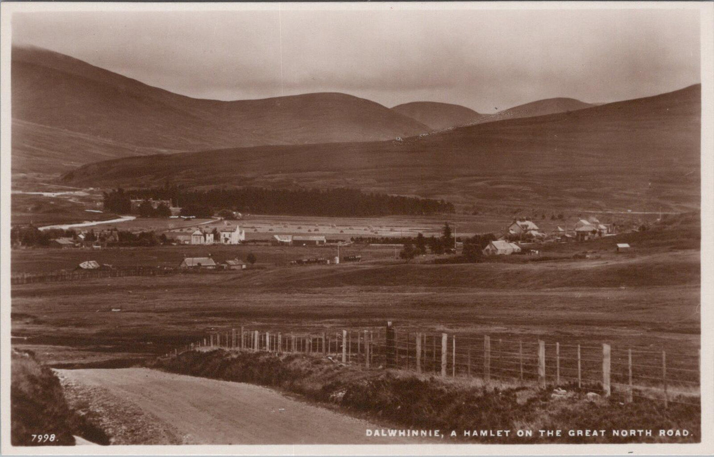 Scotland Postcard: Dalwhinnie Hamlet and Mountains, Inverness-shire XT1961