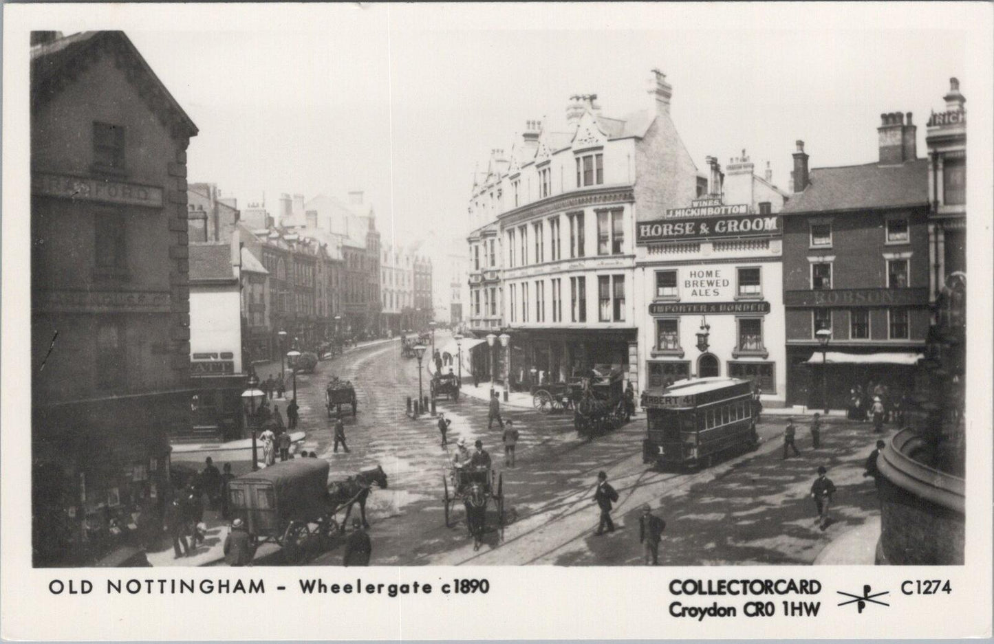Nottinghamshire Postcard:Nottingham,Wheelergate c1890 & Horse & Groom Pub XT1964