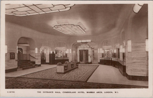 London Postcard: The Entrance Hall, Cumberland Hotel, Marble Arch, 1930s XT1965