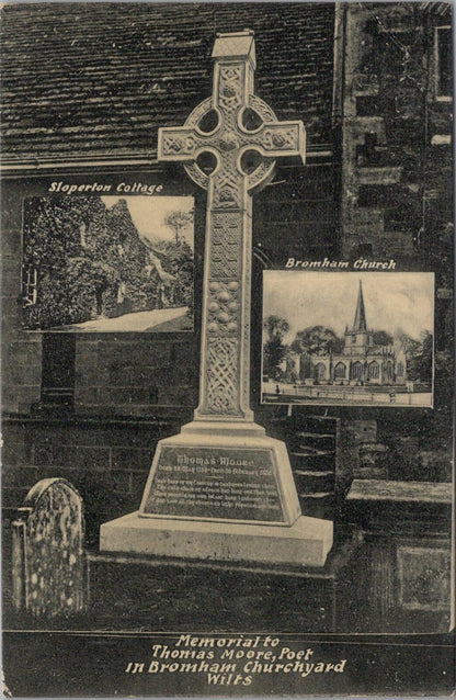Wiltshire Postcard: Memorial to Thomas Moore, Poet, Bromham Church XT1968