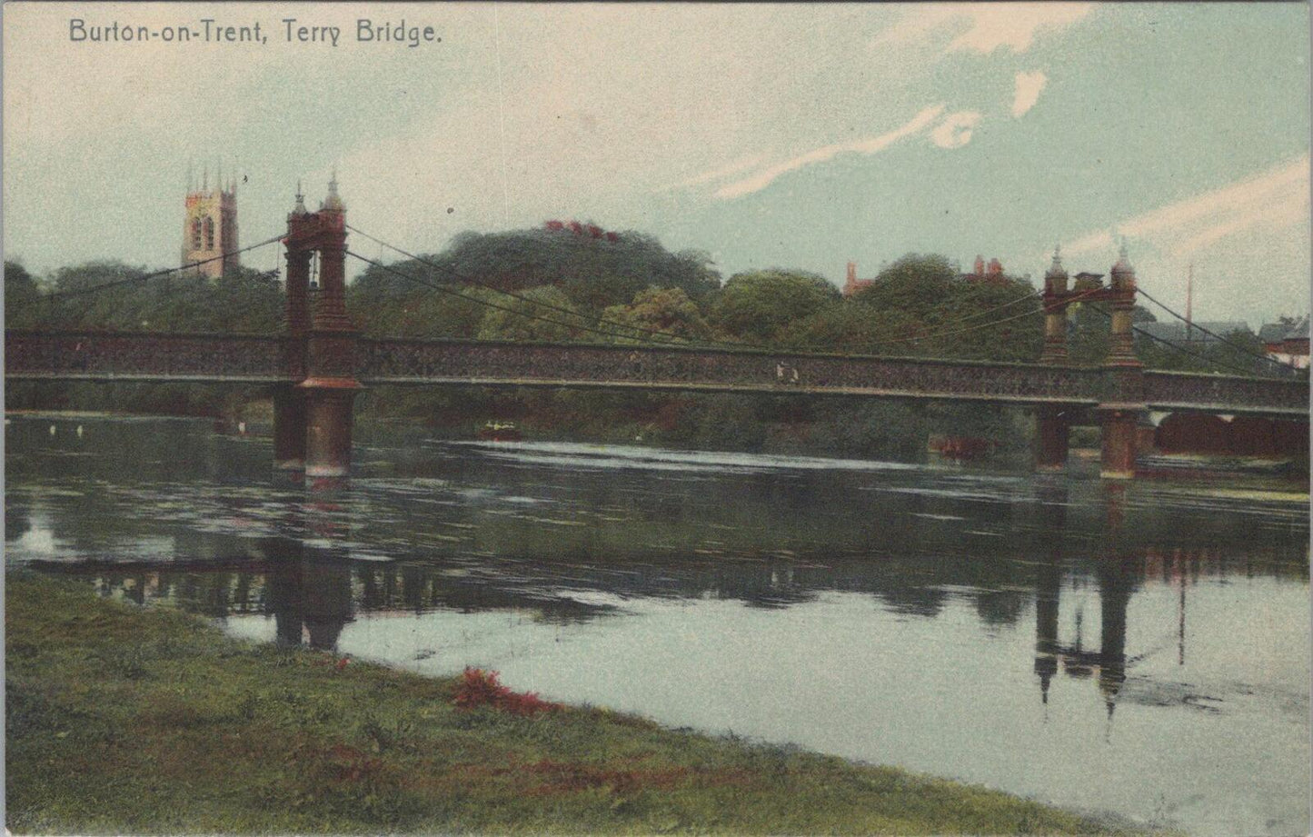 Staffordshire Postcard: Burton-on-Trent, The Ferry Bridge and River Trent XT1969