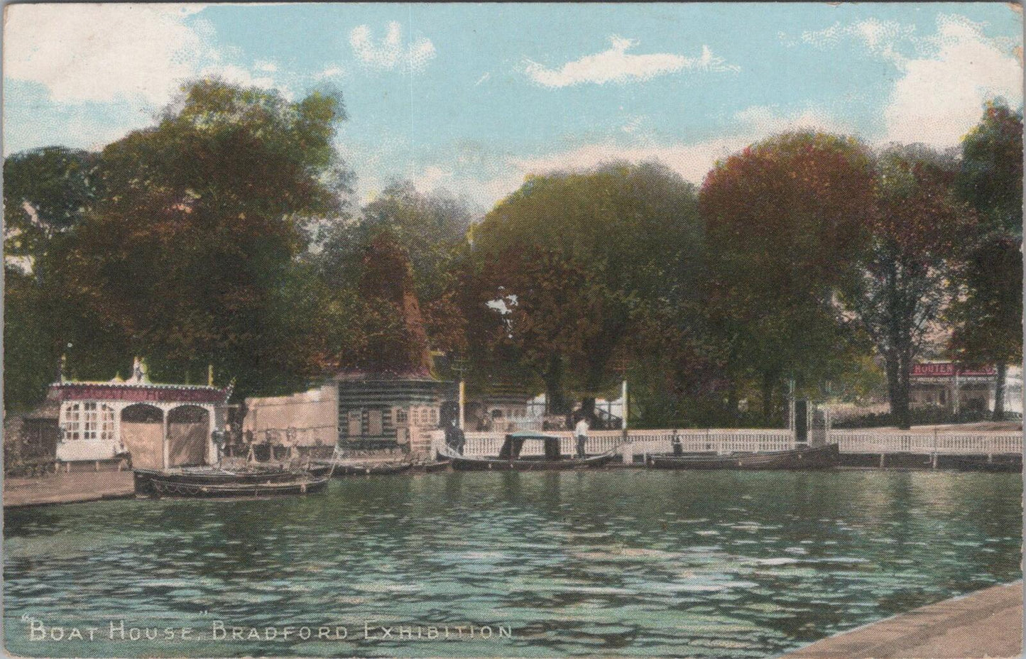 Yorkshire Postcard: Bradford Exhibition, Boat House and Lake Parade XT1977