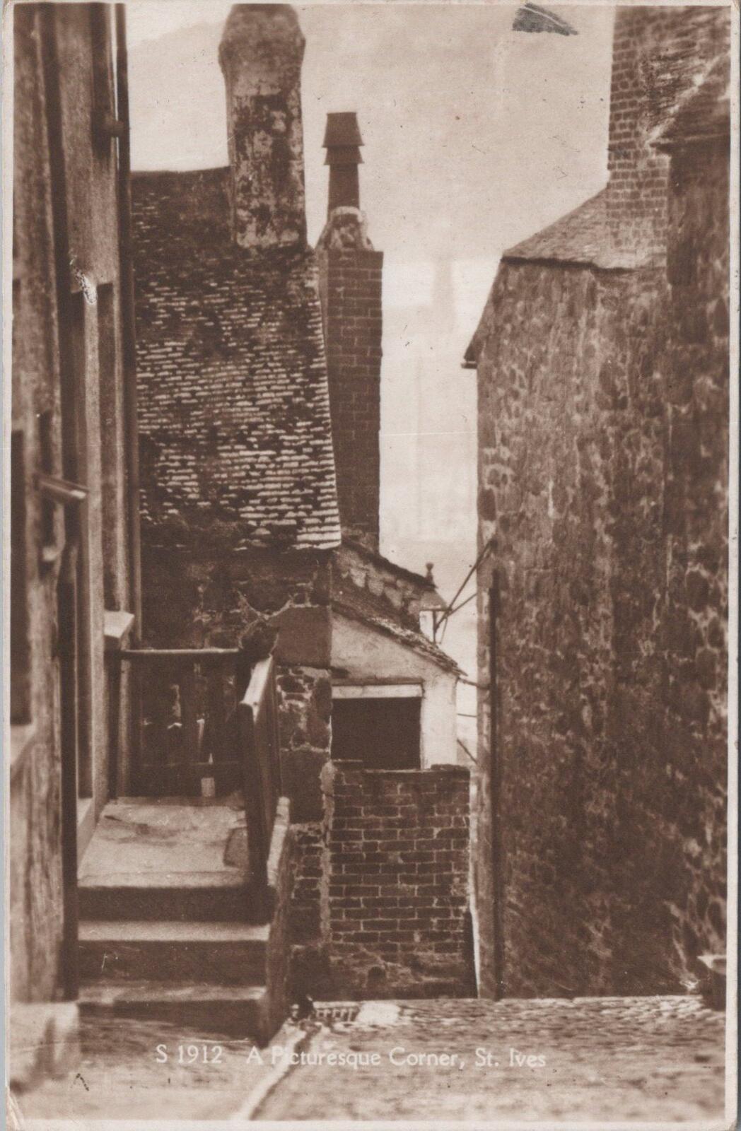 Cornwall Postcard: St. Ives, The Digey Cobbled Street, Real Photo XT1997