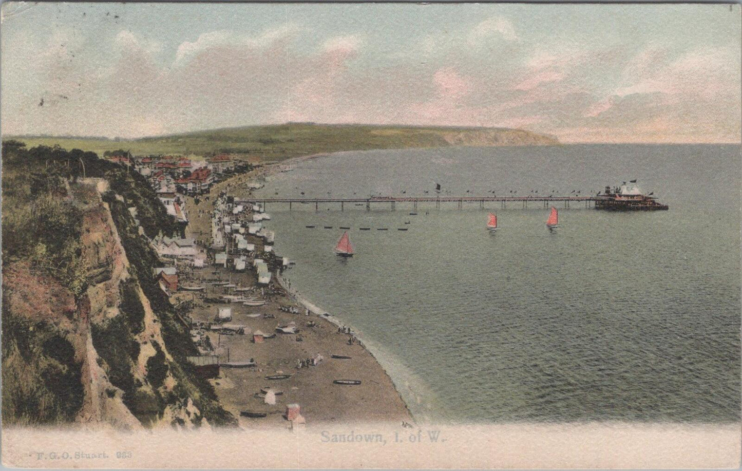 Isle of Wight Postcard: Sandown Bay and Pier from the Cliffs XT2002