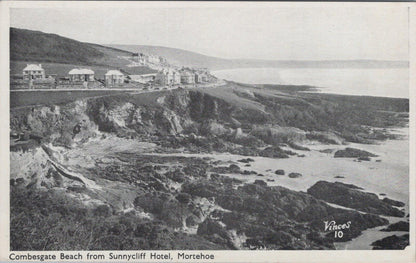 Devon Postcard: Mortehoe, Combesgate Beach from Sunnycliff Hotel, 1950's XT2016