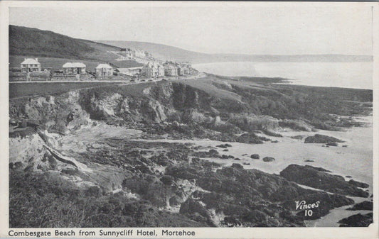 Devon Postcard: Mortehoe, Combesgate Beach from Sunnycliff Hotel, 1950's XT2016