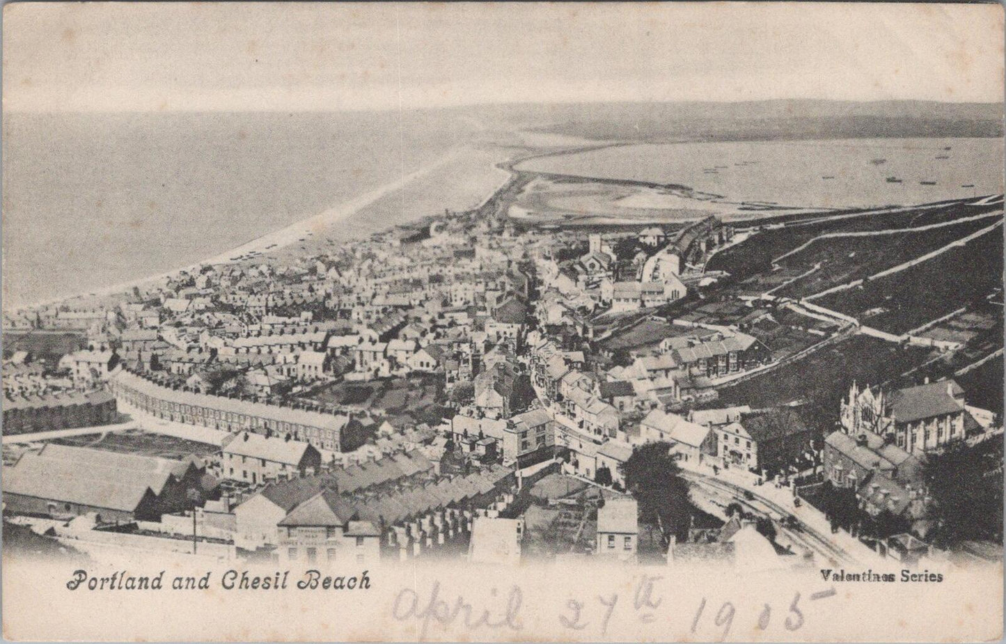 Dorset Postcard: Portland and Chesil Beach, Aerial Village View  XT2019
