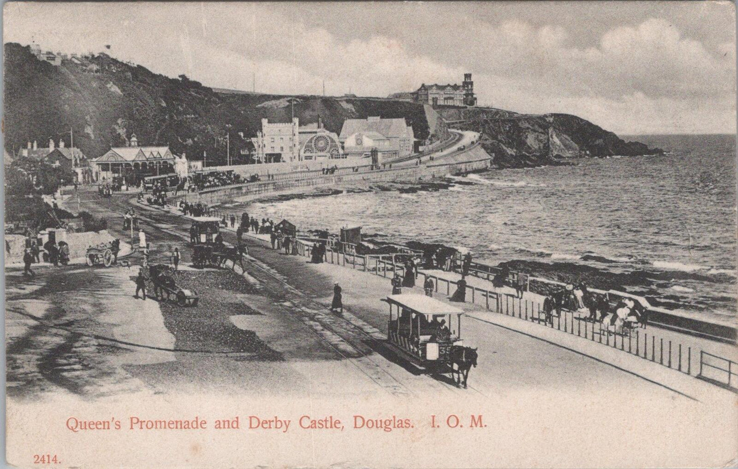 Isle of Man Postcard: Queen's Promenade and Derby Castle Douglas, 1900's XT2024