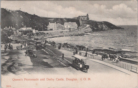 Isle of Man Postcard: Queen's Promenade and Derby Castle Douglas, 1900's XT2024