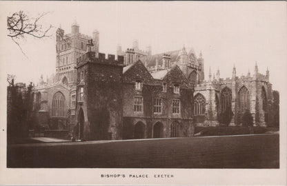 Devon Postcard: Bishop's Palace Exeter Cathedral View Sepia 1910's XT2032
