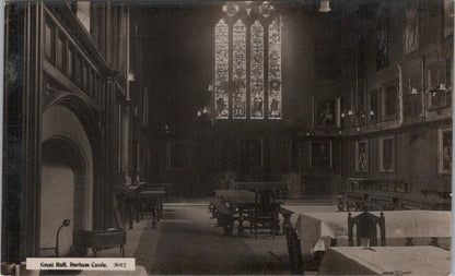 Durham Postcard: Great Hall Durham Castle Interior View Sepia 1910's XT2036